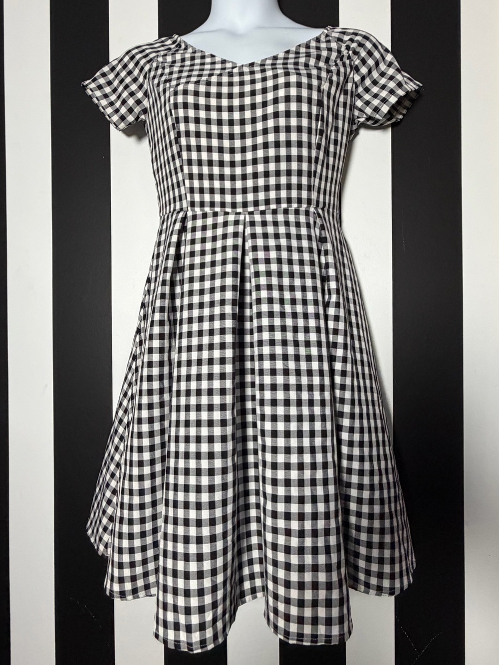 1950’s Rockabilly Black and White Gingham Fit-and-Flare Dress - SZ XXL